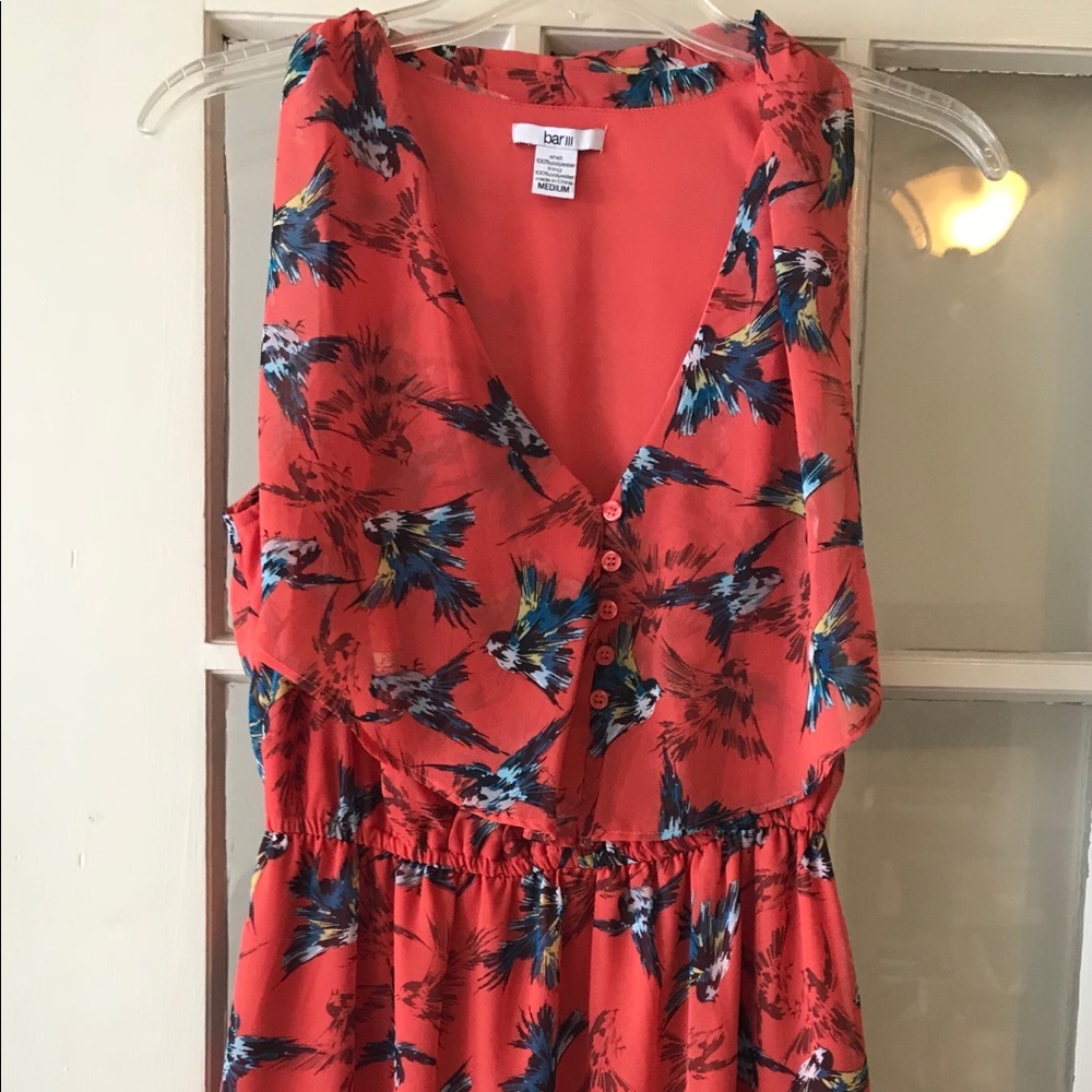 NWOT Bar III Dress Size M - Orange Bird Print